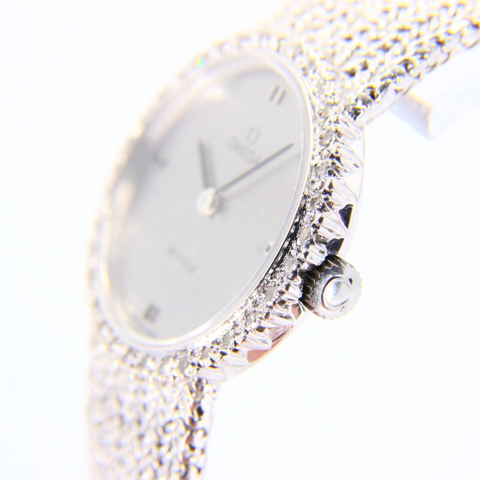 Vintage 18ct White Gold Omega De Ville Diamond Ladies Watch Boxed image 5