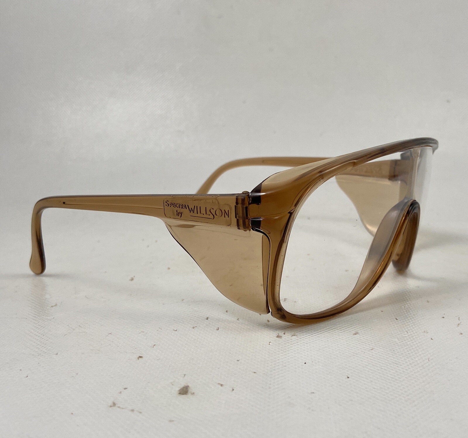 Vintage Deadstock Willson Spectra Safety Glasses, Caramel Frame, Clear