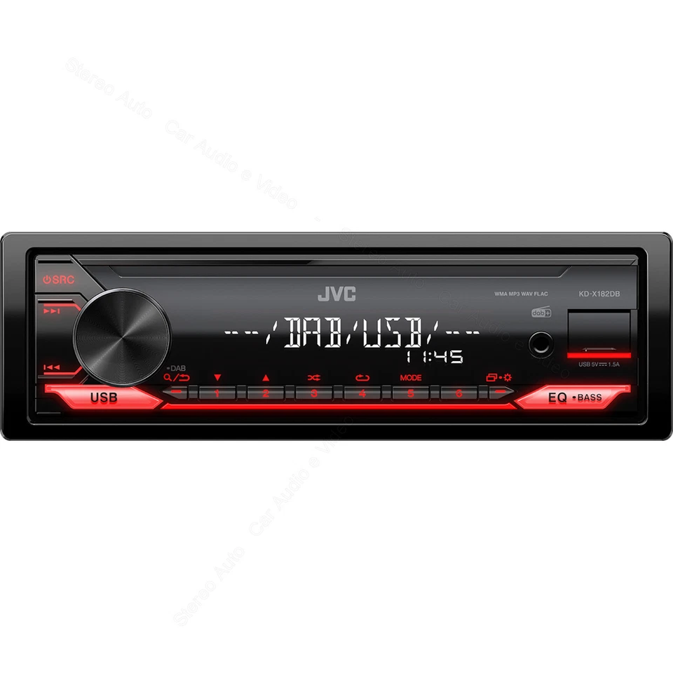 AUTORADIO 1 din JVC FM DAB+ USB Stereo Auto Mp3 Flac Aux-In USCITE RCA Subwoofer - Immagine 3 di 4