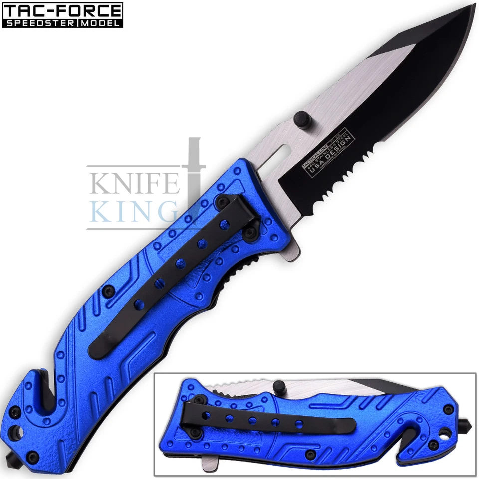 7.75" TAC FORCE POLICE RESCUE FLASHLIGHT SPRING ASSISTED FOLDING POCKET KNIFE - Image 4 of 4