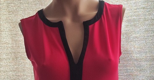 ROBE COURTE SANS MANCHE - LIU JO - ROSE/NOIR - TAILLE S - Picture 6 of 11