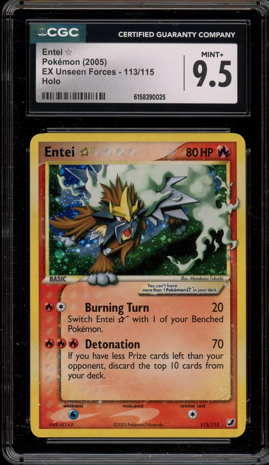 Pokemon Entei Gold Star EX Unseen Forces Holo Ultra Rare #113 CGC 9.5
