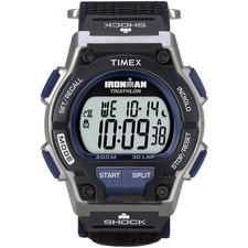 Timex Men's Ironman Triathlon Endure 30 Shock 42mm Watch   Black  SilverTone...