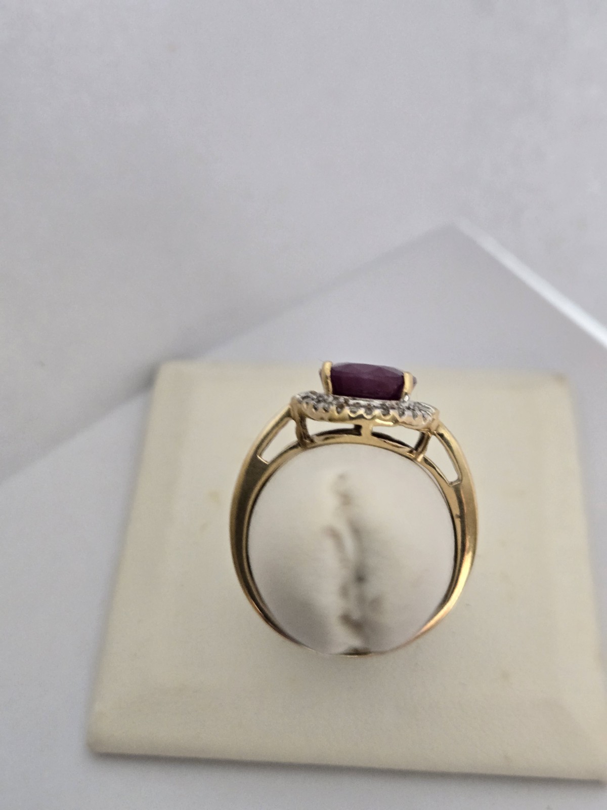 Ladies Solid 10K Yellow Gold  Ruby And Diamond Ri… - image 3