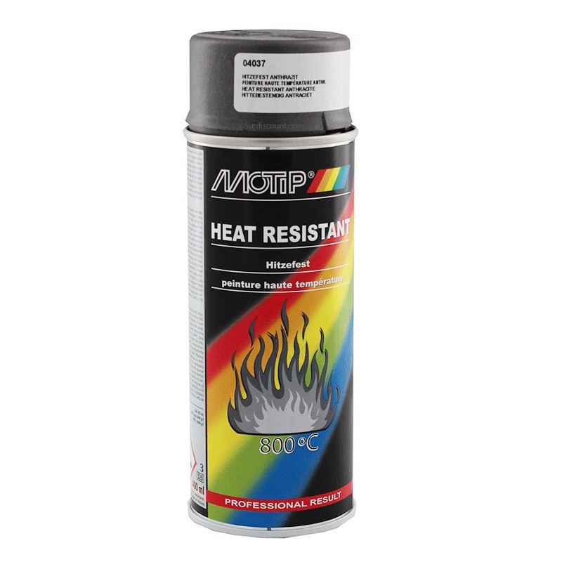 Vernis haute température anthracite Motip pour rénover le pot de votre moto
