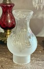Clear Frosted Princess Feather Pattern Glass Oil Lamp Chimney For No. 2 Burner
