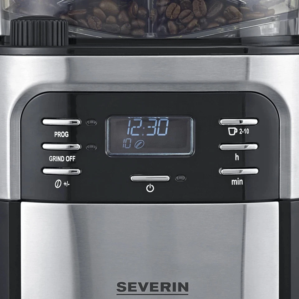 Severin KA 4810 Schwarz-Edelstahl Kaffeemaschine mit Mahlwerk/10 Tassen/1000W Ed - Bild 2 von 4