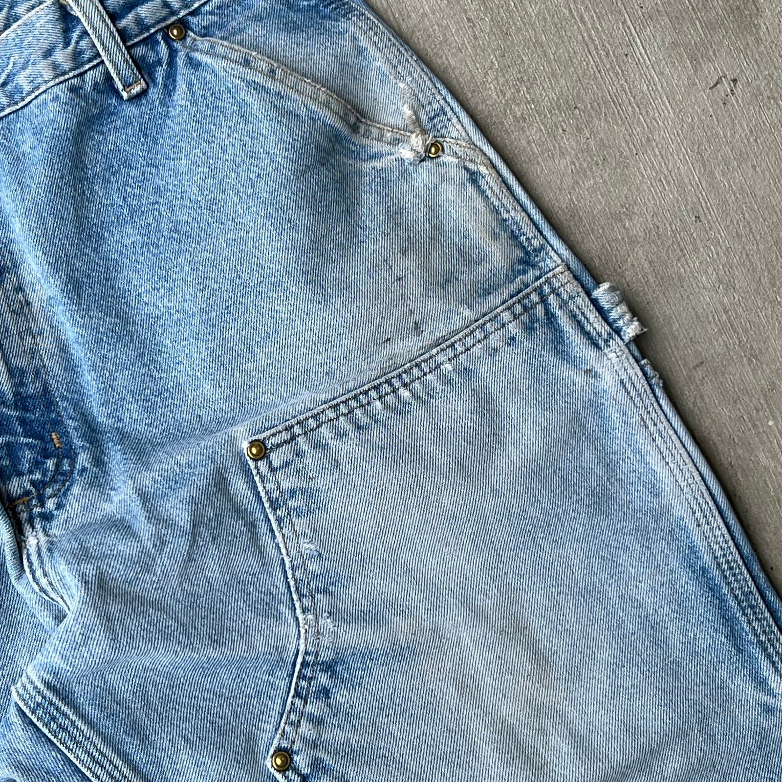 Carhartt blue denim jeans double knee work wear carpenter pants thumbnail 4