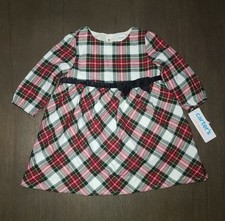 NEW INFANT TODDLER GIRLS CARTER'S JUST ONE YOU PLAID FLANNEL DRESS SIZE 12...