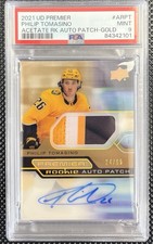 2021 UD PREMIER PHILIP TOMASINO ACETATE 3 COLOR ROOKIE PATCH AUTO GOLD /65 PSA 9