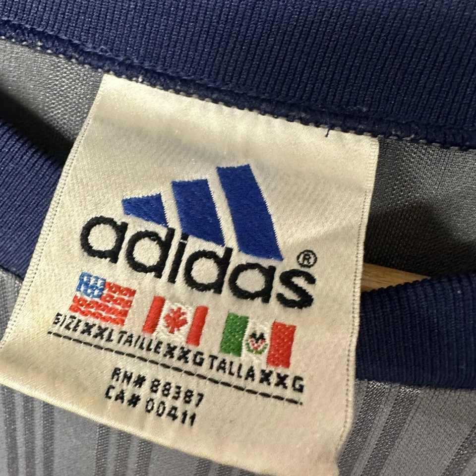 Camiseta de fútbol vintage Adidas para hombre 2XL XXL azul marrón poliéster fútbol* Foto 3 de 4