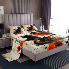 Cat Sheet Set for Girls Boys Queen Size Cats Print Sheets with Deep Pocket Fi...