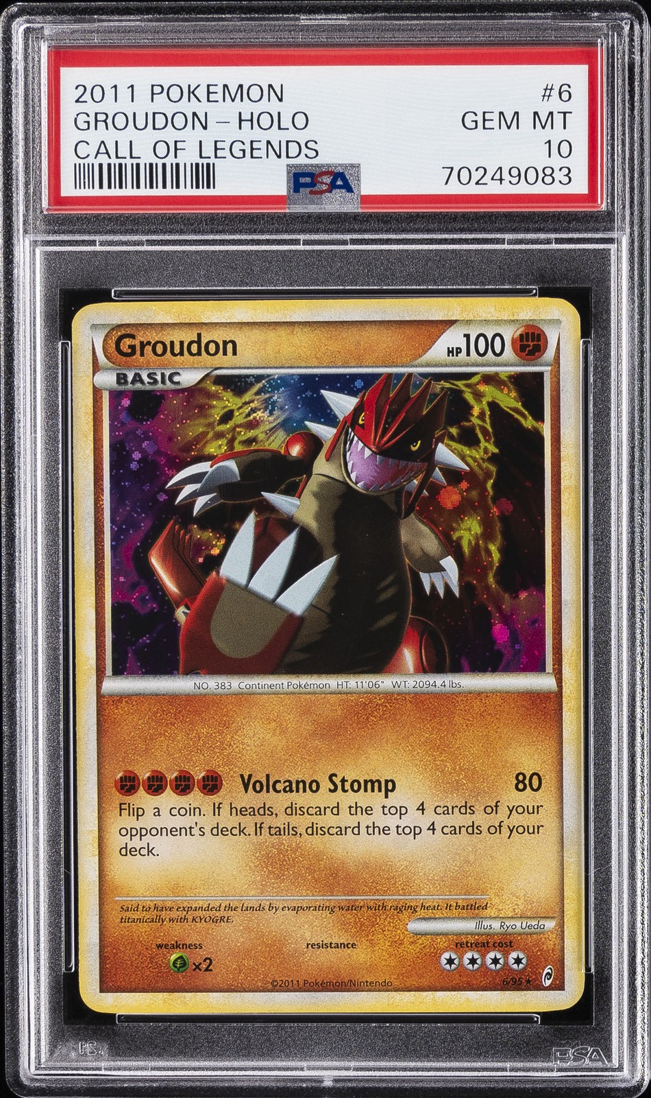 2011 POKEMON CALL OF LEGENDS #6 GROUDON-HOLO PSA 10