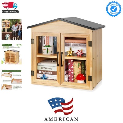 Outdoor Library Outdoor Book Box Storage Small Wooden Cabinet Little Literatu...