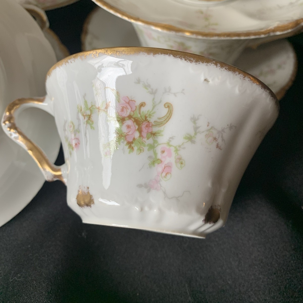 theodore haviland limoges france gold trim Spray Of Pink Roses Tea