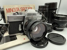 Minolta SRT 101 SLR Film Camera W/ 50mm F1.4 35mm F2.8 135mm F3.5 Manual /ro