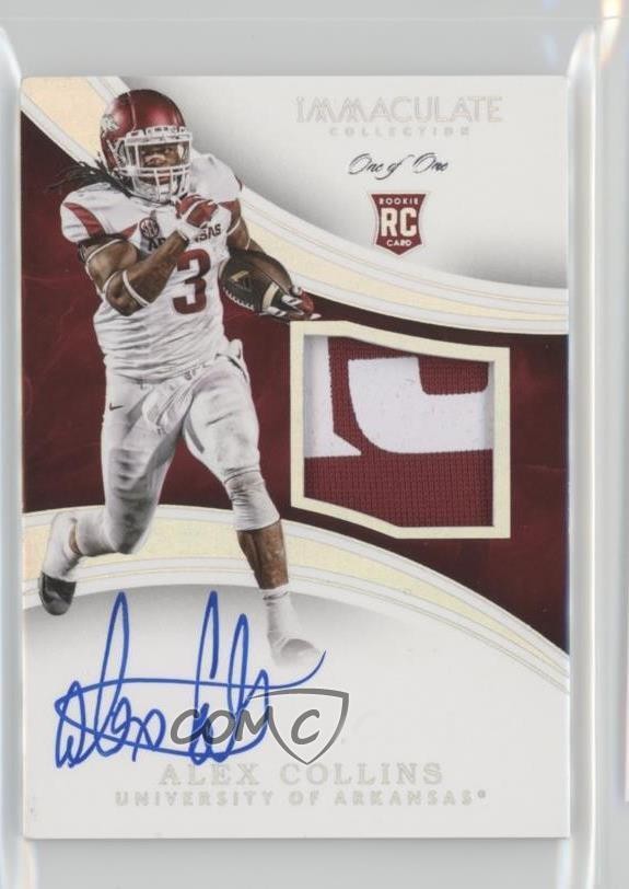 Alex Collins Panini Immaculate Collegiate #116 Patch Autograph-Platinum 1/1