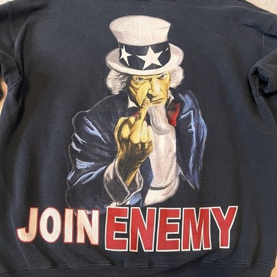 Vintage Streetwear Join Enemy Uncle Sam Shirt Middle Finger Graphic Punk Skate