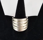 Vintage Modernist Brutalist Sterling Silver Ribbed Wide Band Ring bold chunky