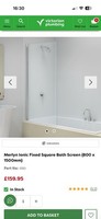 Merlyn ionic fixed square shower screen 1500 x 800 