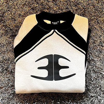 ELEVATE Damen Pullover XS Beige/Schwarz Raglan Rundhals Logo