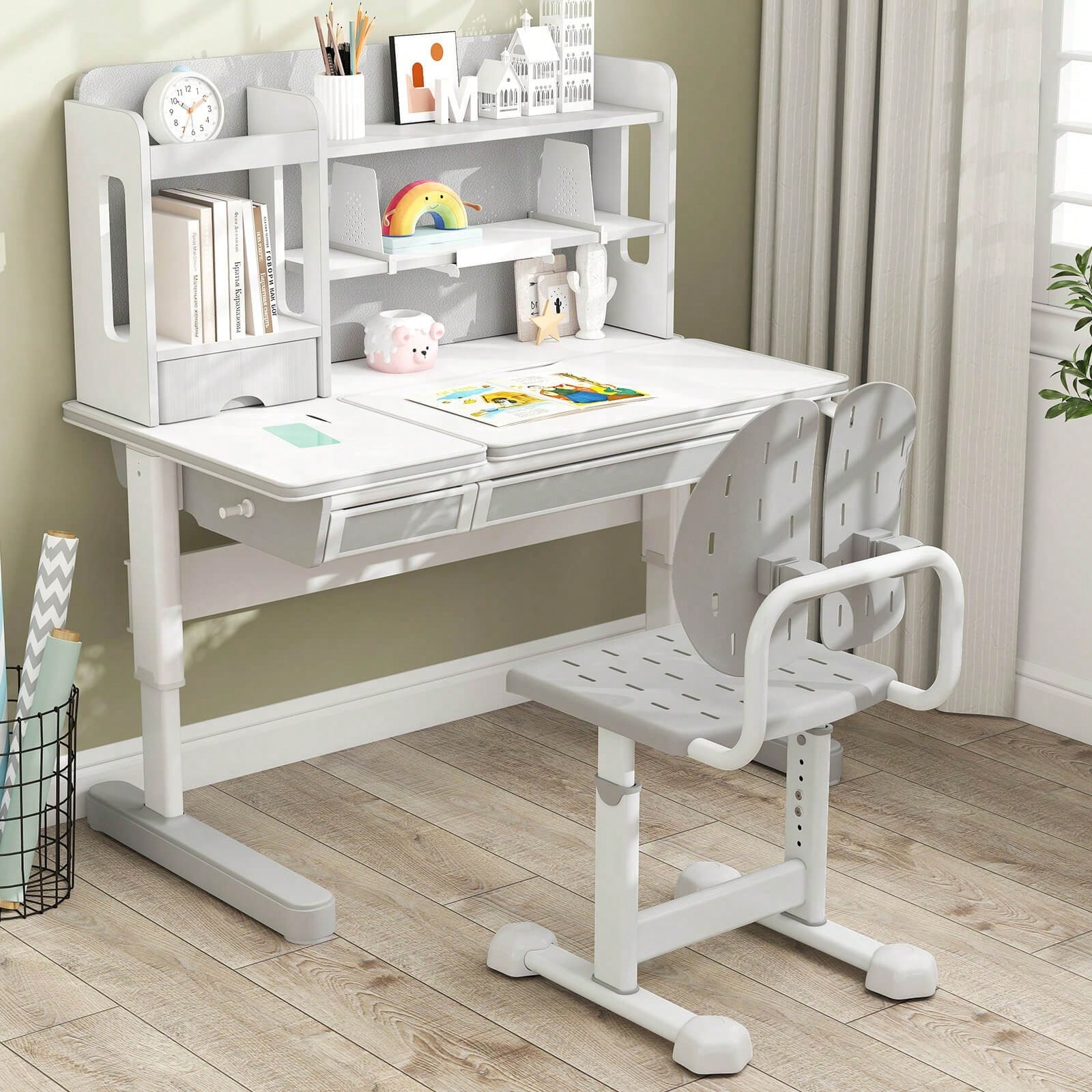 Lifezeal Kids Desk Chair With Adaptive Double Backrest, Adjustable Height-FGQA
