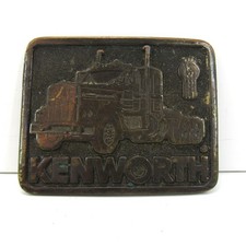 adezy Denver Kenworth Raised Logo Brass Belt Buckle Copyright 1976