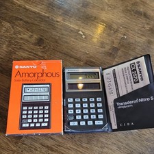 Calcolatrice solare vintage SANYO cella amorfa CX2570 nuova Giappone da collezione 