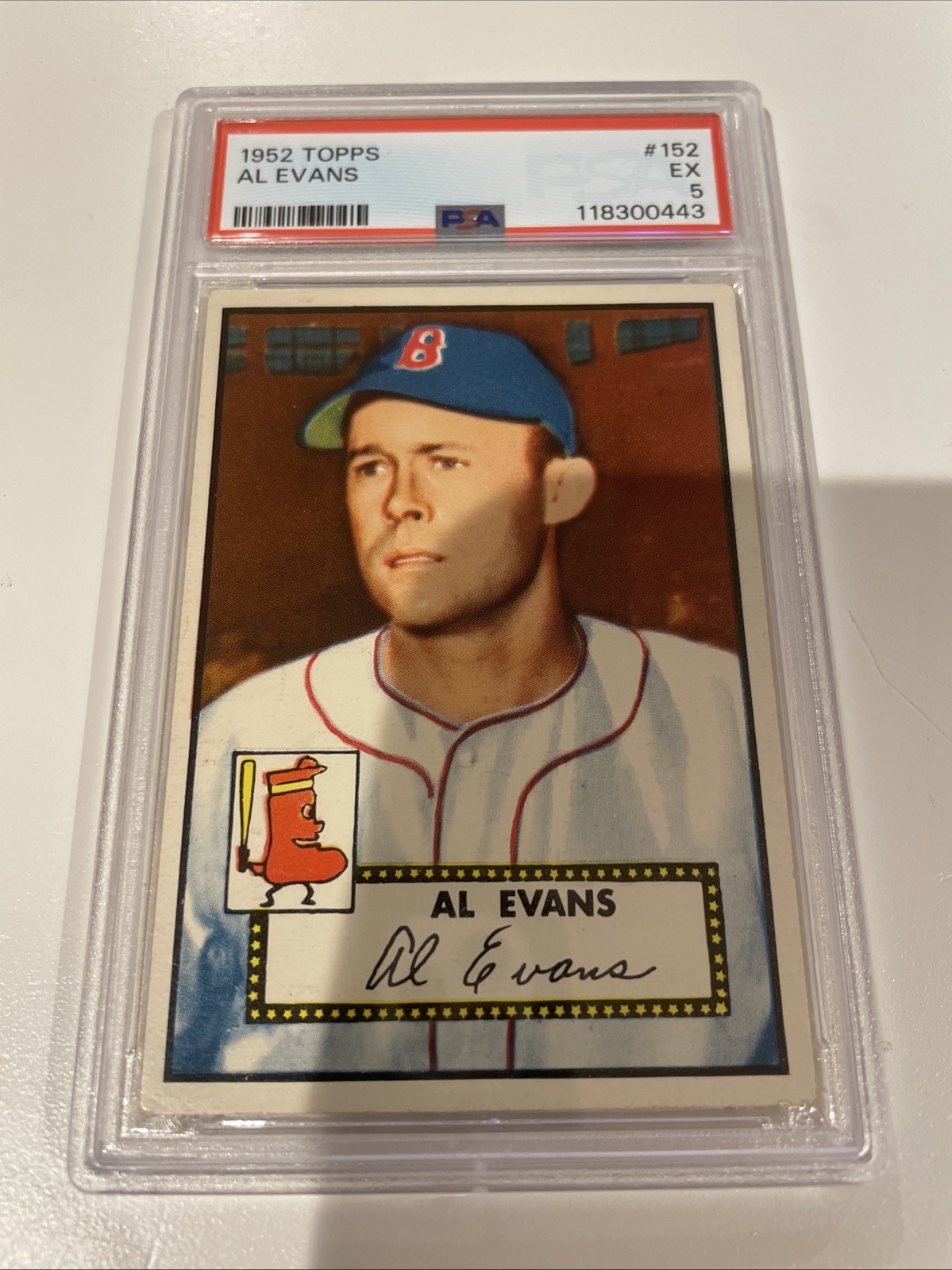 1952 Topps - Al Evans #152 Cream White Back Boston Red Sox PSA 5