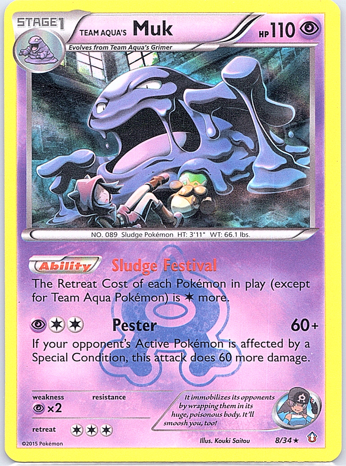 Team Aqua's Muk 8/34 Double Crisis Holo LP
