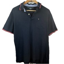 Tommy Hilfiger Men  s Polo Size Large Navy Blue Short sleeve Vintage 90s Y2K