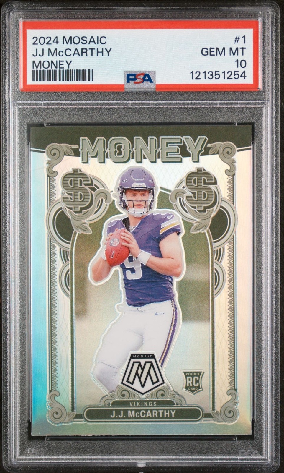 2024 Panini Mosaic JJ McCarthy Money Case Hit SSP #1 Rookie RC PSA 10 Gem Mint