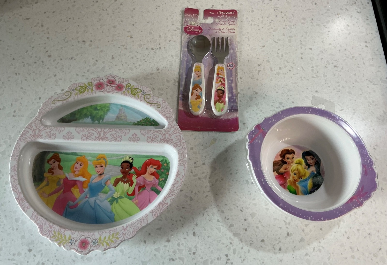 The First Years Disney Princess Dinnerware Set  Bowl Dish Flatware