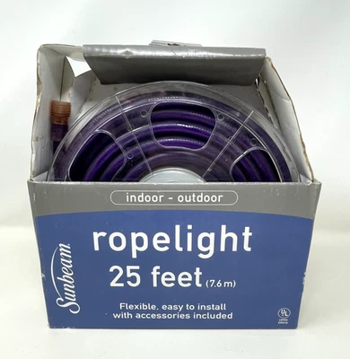 Sunbeam 25 ft Rope Light Indoor & Outdoor Accent Lighting Purple-New - Image 1 of 4