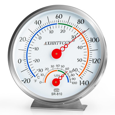Indoor Outdoor Thermometer Hygrometer, Large Dial Waterproof Wall Mount