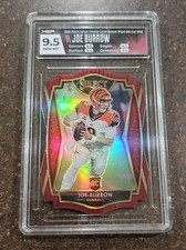 2020 Panini Select #146 Joe Burrow Rookie Card Die-Cut Maroon Prizm HGA 9.5 RC. rookie card picture