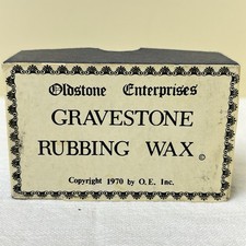Grave Stone Rubbing Wax Oldstone Enterprises Vintage 1970 Black