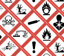 Hazard Warning Sticker, GHS label, 20mm, Vinyl Red Diamond, x6 or x25