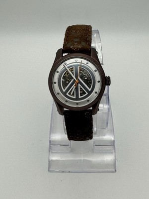 Lucky Brand Ladies Wrist Watch Peace Dial Skeleton Automatic Bronze Leather