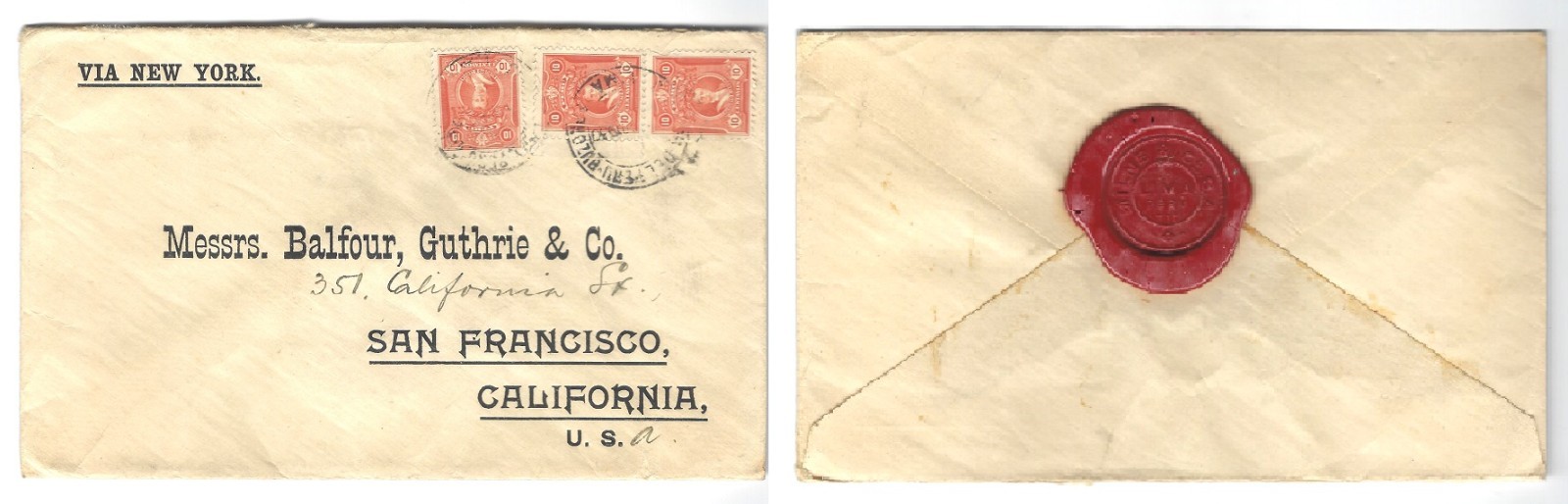 Peru 1930 Cover Lima-San Francisco California Scott #245 Leguia x 3 TRIPLE RATE!