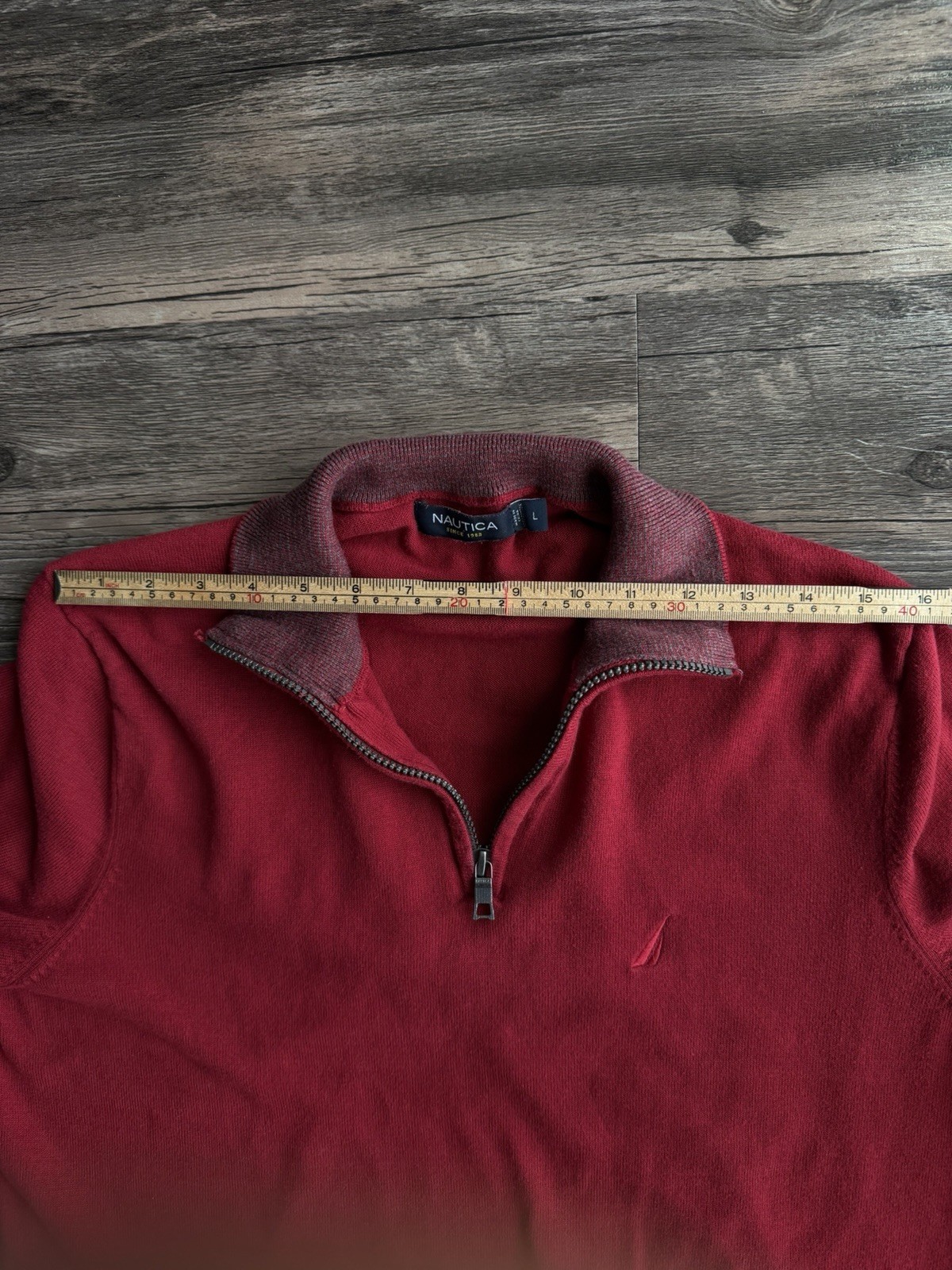 Nautica Men’s Quarter-Zip Sweater Red Size Large Cotton Pullover Knit thumbnail 8