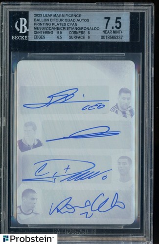 2023 Leaf Magnificence L. Messi C. Ronaldo Zidane Ronaldo Quad AUTO 1/1 BGS 7.5