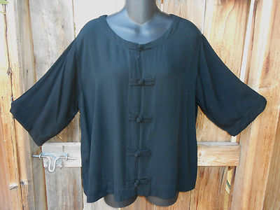 ART TO WEAR MISSION CANYON 5 BUTTON OASIS TUNIC/JACKET IN CLASSIC SOLID BLACK,OS