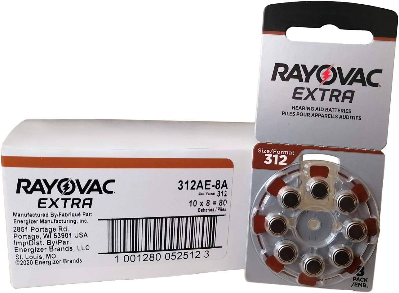 Size 312 Mercury Free Hearing Aid Batteries (80 Pack)