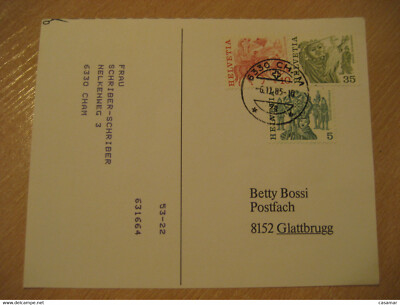 CHAM 1985 To Glattbrugg Cancel Card SWITZERLAND