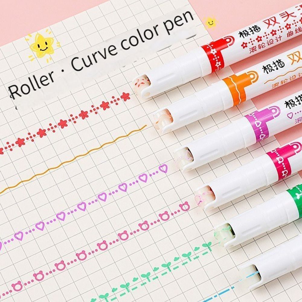 Line Highlighters Curve Highlighter Pen Markers Pen Multiple Shapes Integrated-image