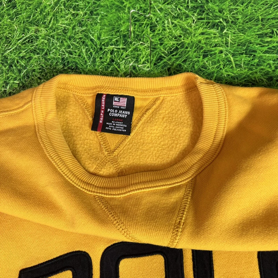 JEANS POLO VINTAGE RALPH LAUREN MANGA LONGA AMARELO TAMANHO GRANDE - Imagem 3 de 4