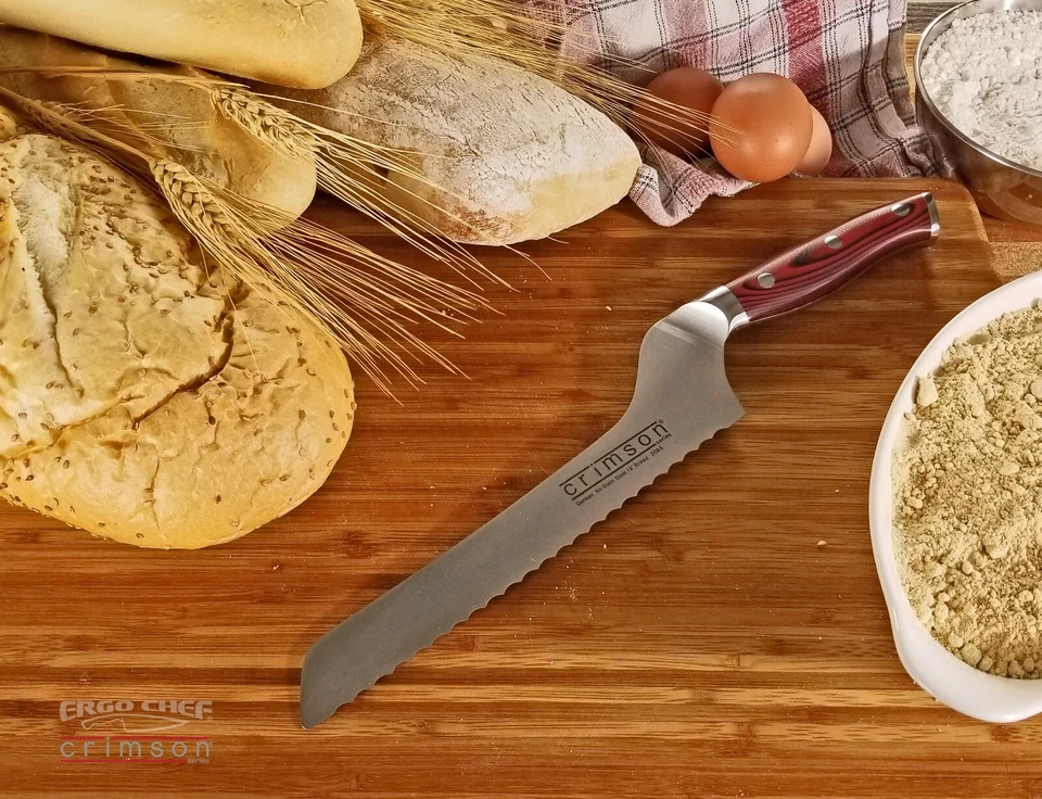 Ergo Chef CRIMSON Series 8" Off Set Serrated Bread knife G10 Handle - Image 4 of 4