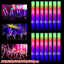 100-500pcs LED Foam Glow Sticks Multicolor Light Up Baton Wands Concerts Party