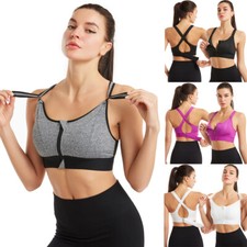 High Impact Sports Bra for Women Zipper Front Yoga Bra with Adjustable Straps HG